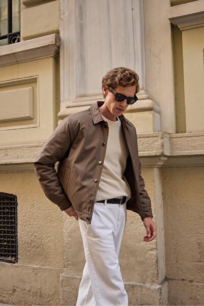 Danger Основно мъжко кафяво палто