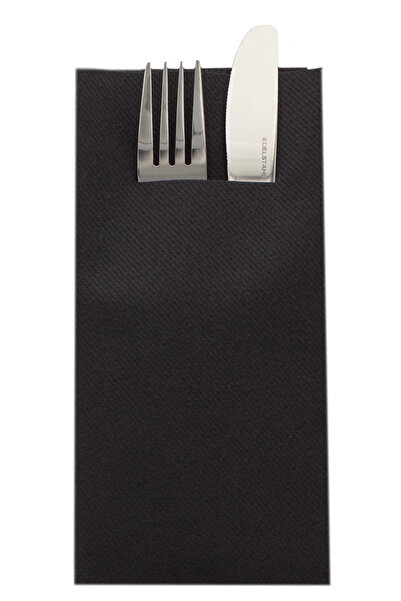 Mank Șervețele de masă Linclass cu BUZUNAR - Negre / 40 x 40 cm / 75 buc