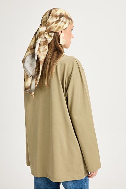 minaaise Μπλουζάκι με φαρδιά μανίκια Oversize Basic Χακί