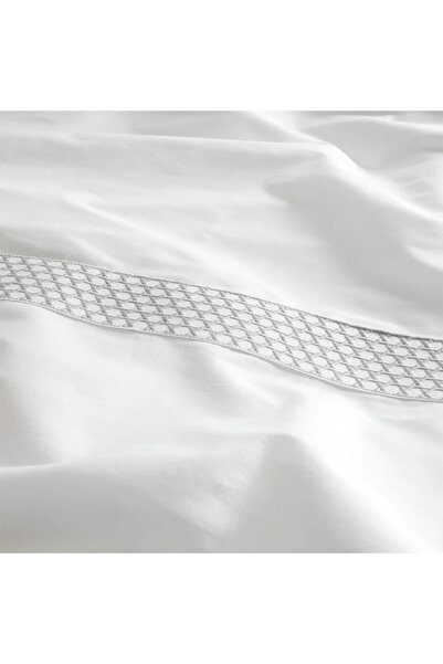 Penelope 100% Cotton Satin Fabric Duvet Cover Set 240X220 cm White Blue - Regina Series