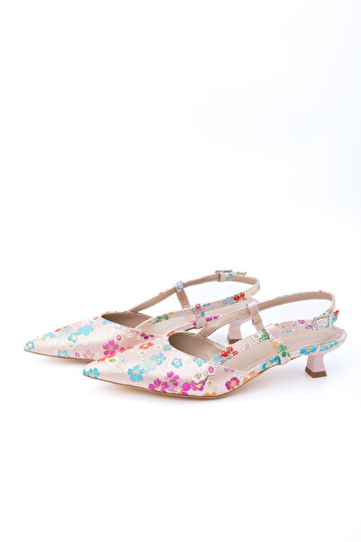 Letafia Oliva Floral Patterned Short Heeled Shoes