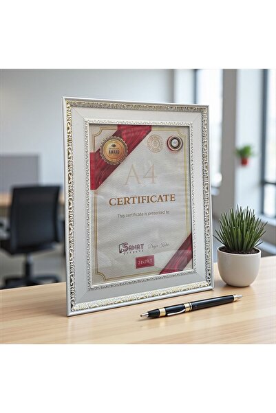 Peramari Decorative Wooden Art Certificate Frame White Gold A4 Size