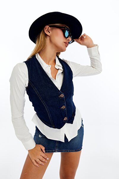 CHOS7N Women's Denim Vest – Stylish Buttoned Jean Vest, Daily and Casual Combination
