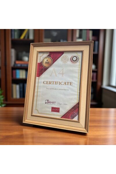 Peramari Decorative Wooden Art Certificate Frame Cream Gold A4 Size