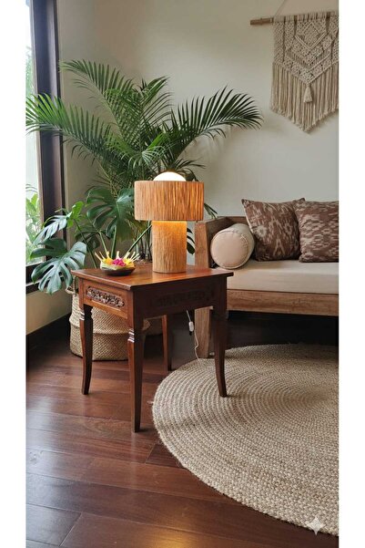 poplinhome Macrame Raffia Lampshade Modern Design Decorative Table Lamp Lighting Globe Glass Lampshade
