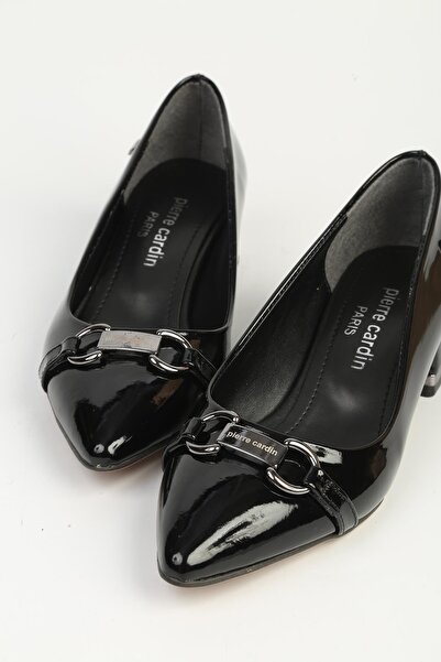 Pierre Cardin Black Patent Leather Heeled Shoes Pc-55197