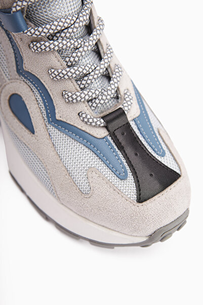 Limoya Emma Gray Suede Detailed Lace-Up Women's Sports Boots