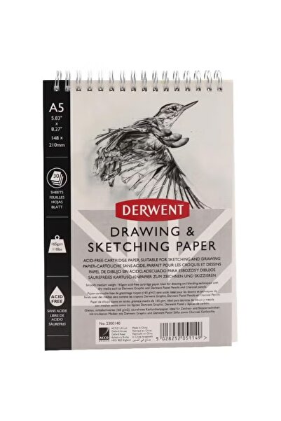 Derwent لوحة رسم بورتريه ١٦٥ جرامًا للمتر المربع أبيض A5 ٣٠ ورقة