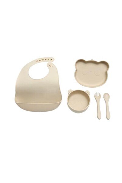 OEM Set de hrănire pentru bebeluși cu design panda, bej, 5 piese