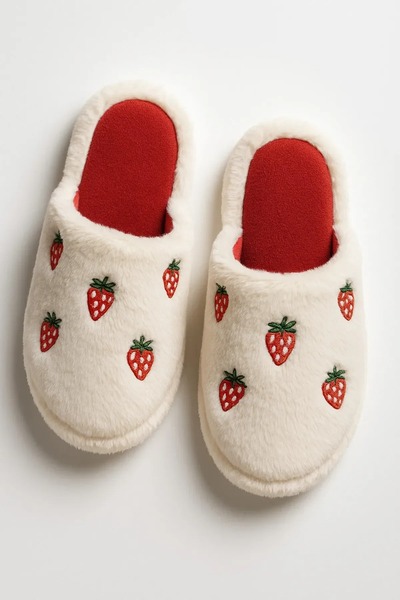 Lively Stylish Cute Women's Home Slippers Silent Lightweight Soft Sole Embroidered