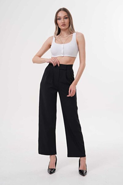 NEVVARE Pantaloni Palazzo de damă cu talie înaltă cu velcro