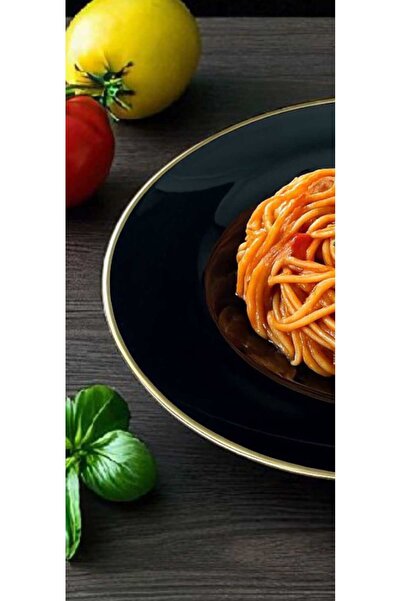 Luminarc Friends Time 28 cm 6'lı Yaldızlı Makarna Tabağı Siyah