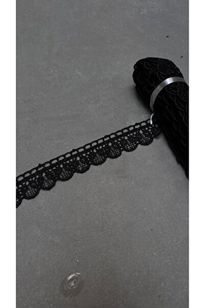 Butik Siyah klasik ince Güpür 9 metre