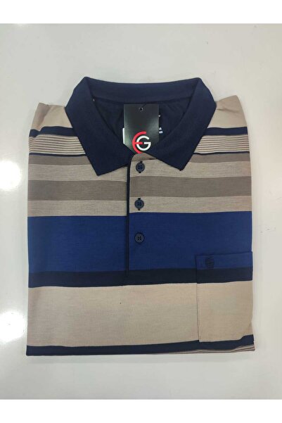 güncüoğlu Polo Collar with Pockets, Ribbed Sleeves, Solid Color Bottom Part, Men's Combed Cotton