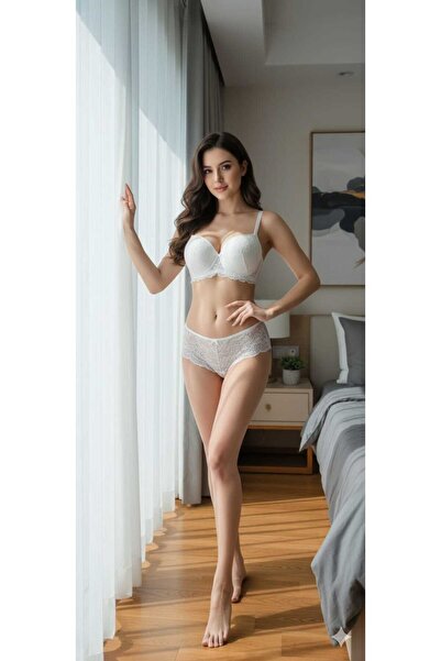 SADE Bra Panty Set Stylish Night Unpadded Supported Adjustable Strap B Cup Un...