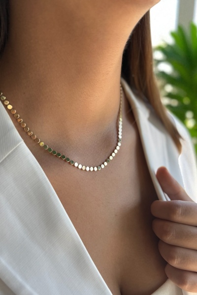 Utku Kuyumculuk 14 AYAR YUVARLAK FORMLU TASARIM ALTIN KOLYE