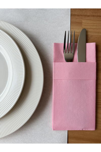 Mank Салфетки Linclass с ДЖОБ за прибори за хранене с маншет - Розови / 40 x ...