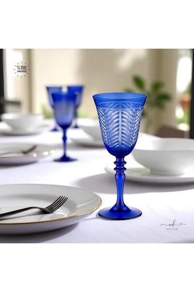 AKDEN STORE Kristal Kesme Dekor Ayaklı Kadeh Bardak Takımı El İşçiliği Dekor ...
