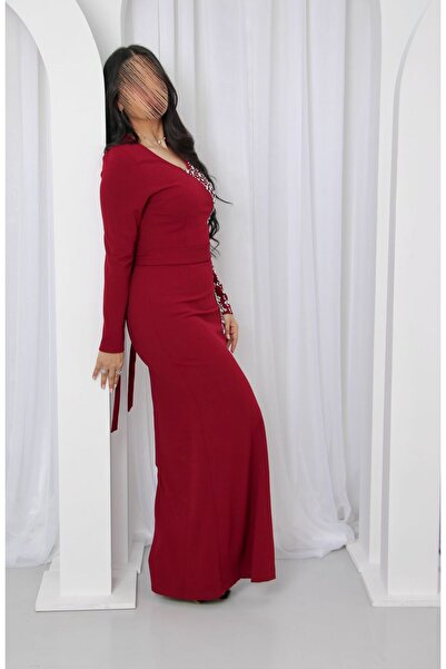 SELSAL Elegant long crystal embroidered dress