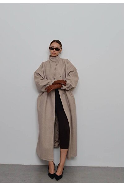 D'RECCY Women's Stand-Up Collar Oversize Long Cardigan Coat