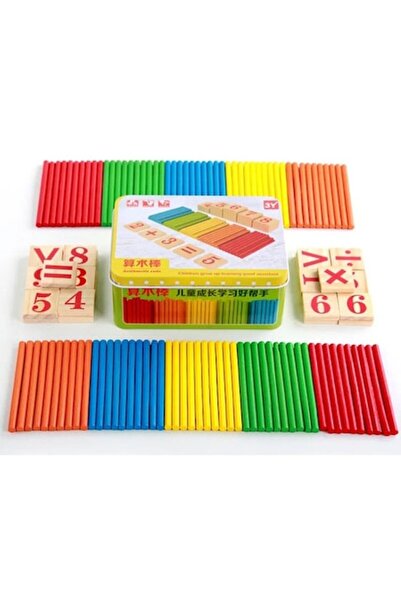 Star Master Wooden Counting Sticks, 100 pcs, with Numbers Included in Metal Box
