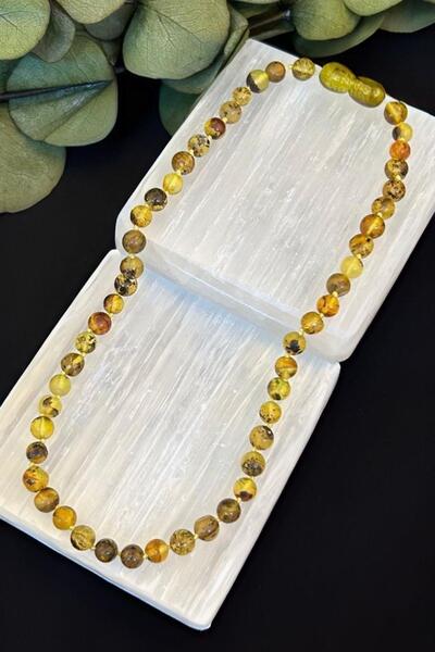 Dünya Doğal Taş Sertifikalı Kehribar Bebek Kolyesi