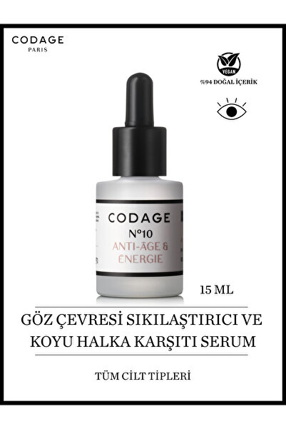 Codage Koyu Halka ve Şişkinlik Karşıtı Göz Çevresi Sıkılaştırıcı ve Canlandırıcı N°10 Serum 15ml