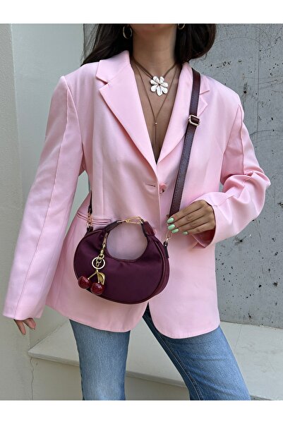 cocy-col Geantă de umăr pentru femei LİRİO BORDO SUEDE CHERRY CHARM CU CADOU