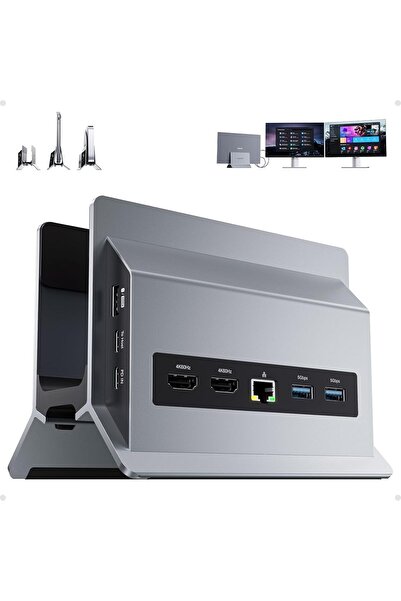 Generic USB-C Docking Station for Dual Monitors, PULWTOP Vertical Laptop Docking Station Stand