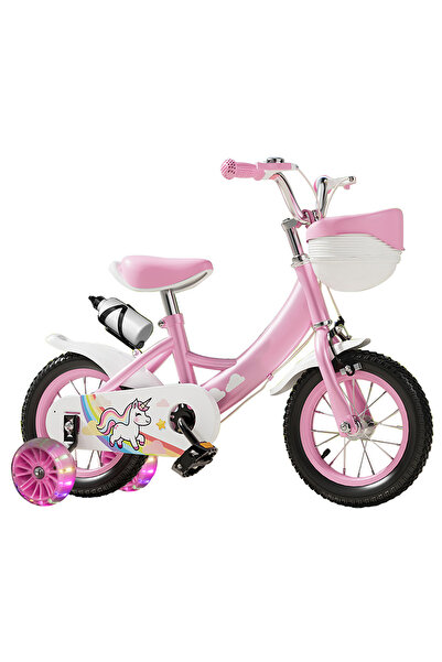 KidLe دراجة أطفال مقاس 14 بوصة مع عجلات تدريب وزجاجة مياه ومقعد قابل للتعديل ...