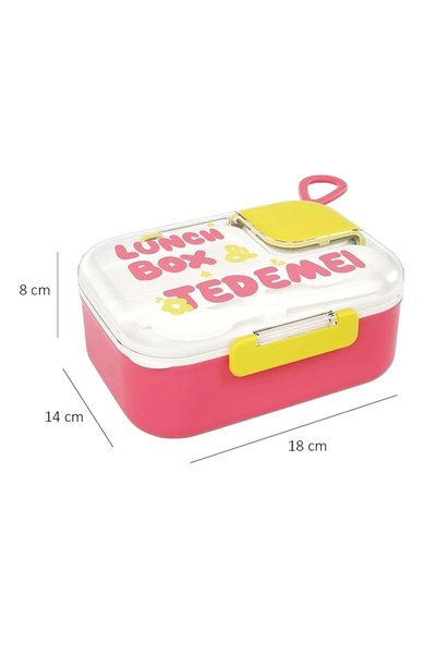 Limmy Compartmented Stainless Steel Storage Container Leakproof Lunch Box with Fork and Spoon 750 ml - Pink