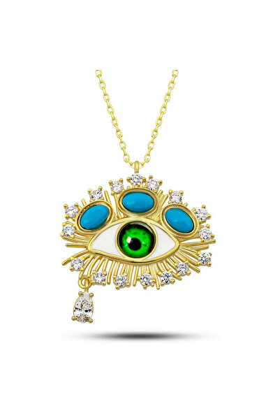 BlackCraft Silver Gold Tear Drop Protective Gaze Women's Necklace (Bc-Ac9C16)