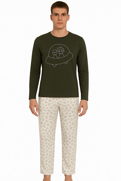 YHGTEKSTİL Romantic and Comfortable Couple Pajama Combinations Couple Pajama Set Green Space Themed