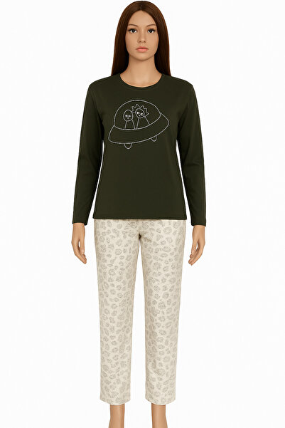 YHGTEKSTİL Romantic and Comfortable Couple Pajama Combinations Couple Pajama Set Green Space Themed
