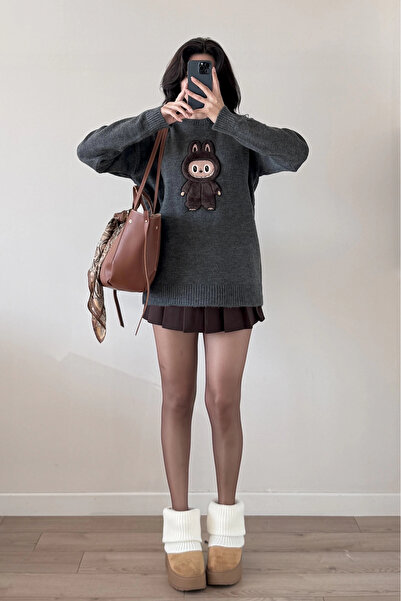 Eka Γυναικείο πουλόβερ γκρι Labubu 1014-5244
