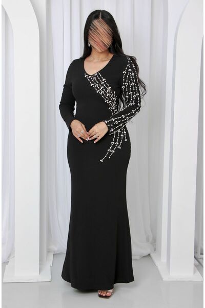 SELSAL فستان مطرز كريستال طويل راق