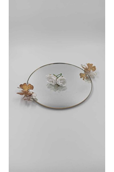 Ateş Chocolate Yuvarlak Aynalı Söz Nişan Ve Sunum Tepsisi