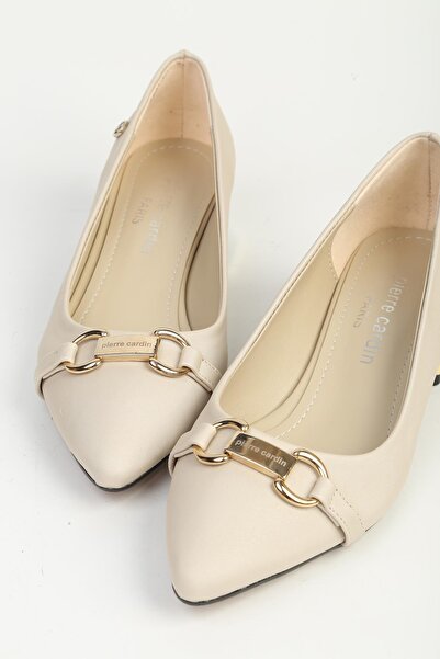 Pierre Cardin Bej Saten Topuklu Ayakkabı PC-55197