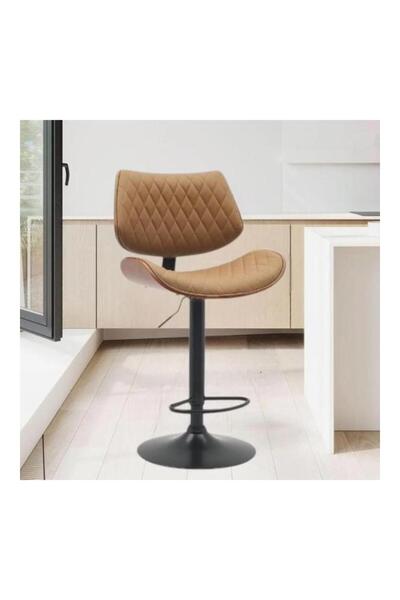 Crestj Modern Adjustable Height Bar Stool, Leather Upholstered, 360 Swivel Bar Stools Dining Room