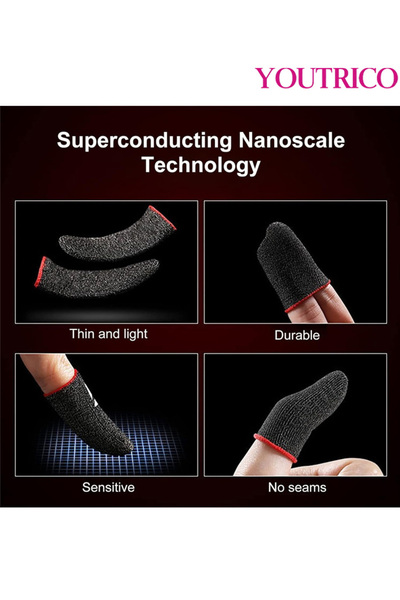 Youtrico E-sports Mobile Gaming Finger Gloves Ultra Conductive Carbon Fiber Fabric 1 Pair