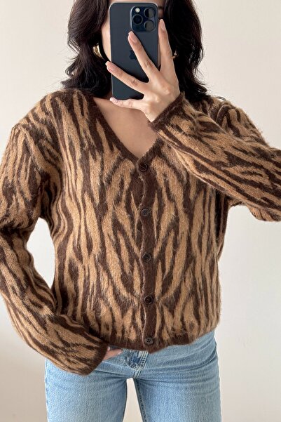 Eka Women's Brown Zebra Cardigan 1014-1014
