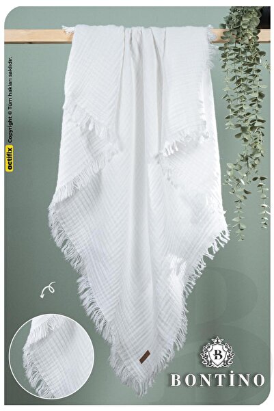 Bontino Muslin Cover & Blanket 4 Layers with Fringes 100% Cotton 100X110 cm E...