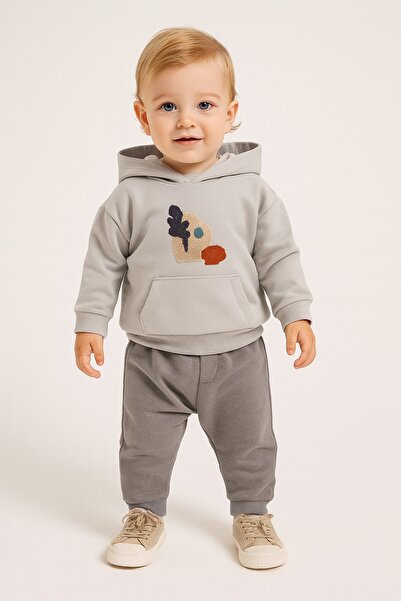 dinamik çocuk Cactus Themed Kangaroo Pocket Hooded 2-Piece Set Unisex Bottom Top 6-9-12-18-24Months