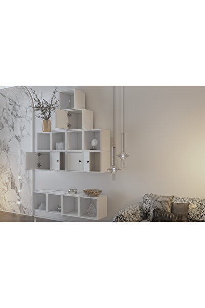 Nettrends 6 Kapaklı MODÜLER Tasarım Duvar Ünitesi ve Kitaplık