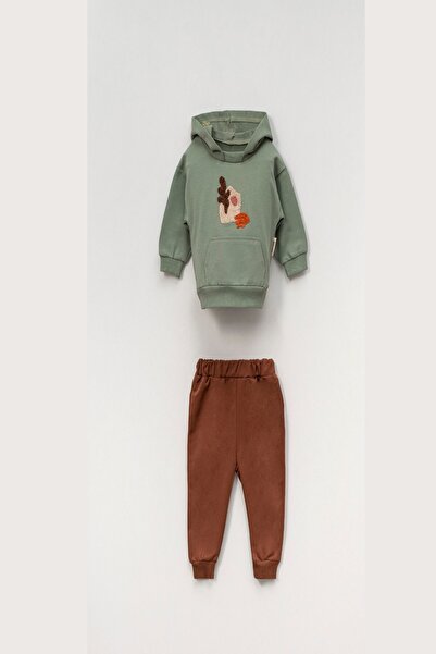 dinamik çocuk Cactus Themed Kangaroo Pocket Hooded 2-Piece Set Unisex Bottom Top 6-9-12-18-24Months