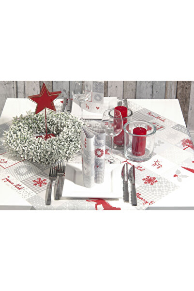 Mank Șervețele de masă festive Linclass pentru Crăciun - Pepe (roșu-gri) / 40...