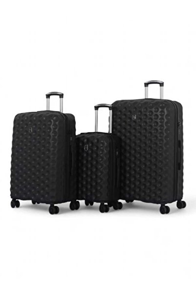 CAPATAN طقم حقائب سفر مكون من 3 قطع - مصنوعة من مادة الـ ABS خفيفة الوزن - تتميز بتصميم منقوش على شكل دوائر