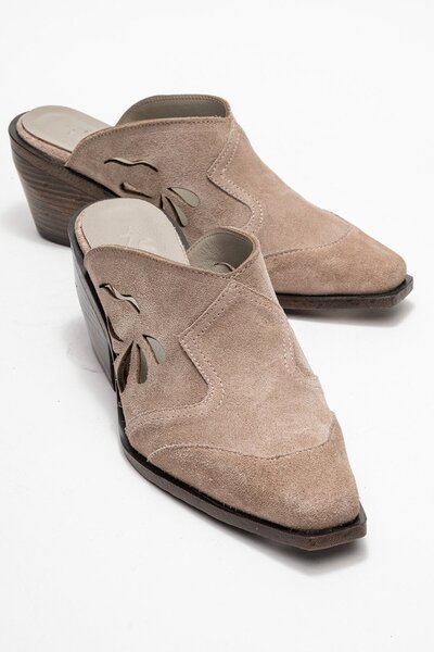 Zeynep Sıradağlı Papuci de damă Densy din piele naturală, model western, mode...