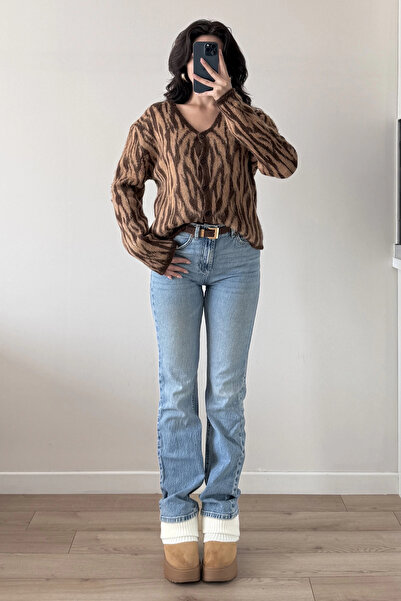 Eka Women's Brown Zebra Cardigan 1014-1014