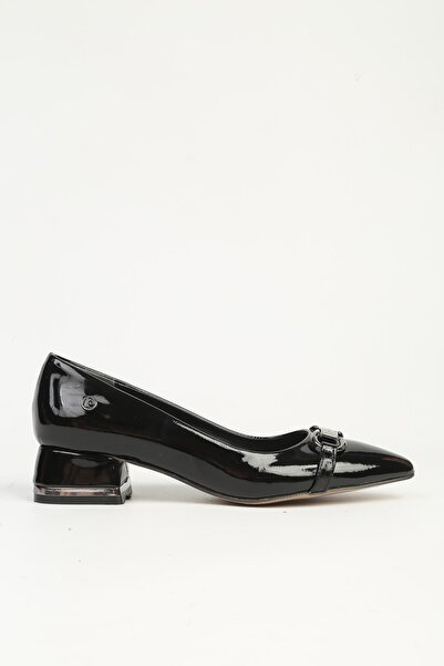 Pierre Cardin Black Patent Leather Heeled Shoes Pc-55197